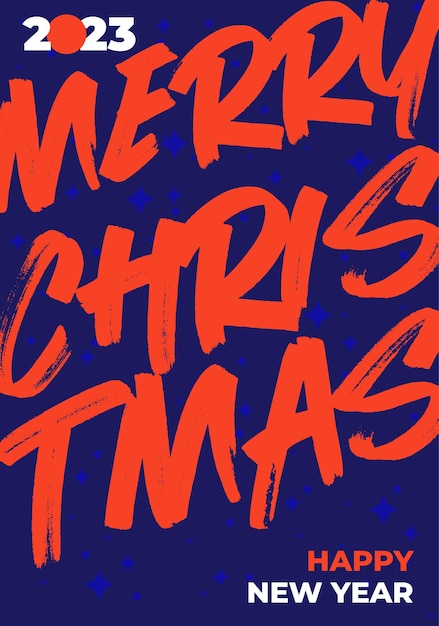 New Year's card with a font composition merry Christmas