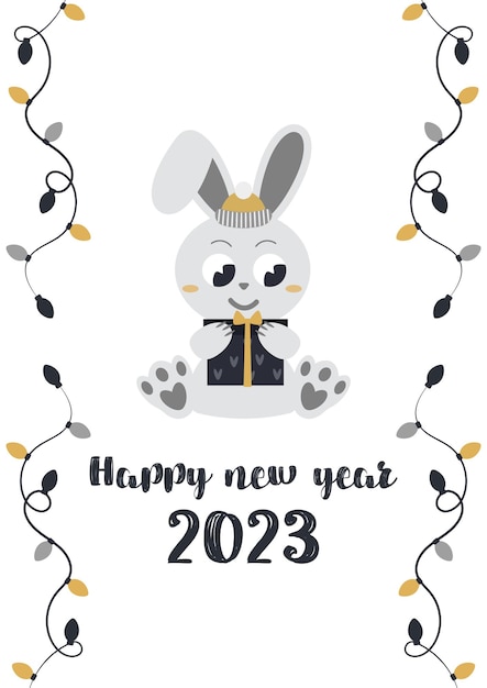 New Year's card with a rabbit