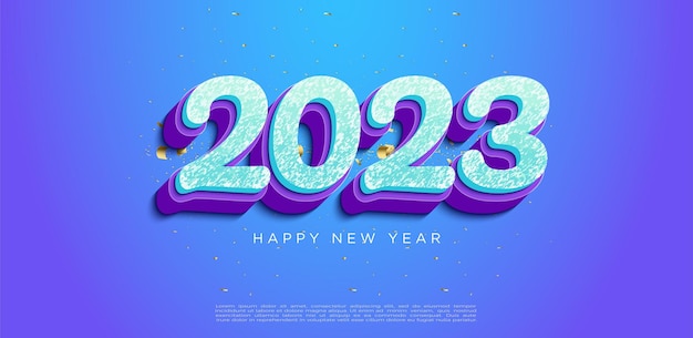 New year's celebration 2023 with realistic 3d numbers.