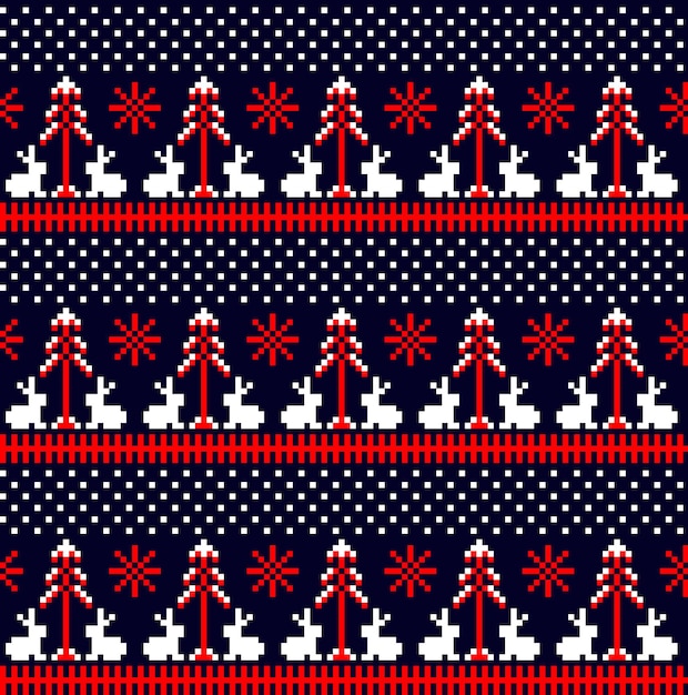 New Year s Christmas pattern pixel vector illustration eps