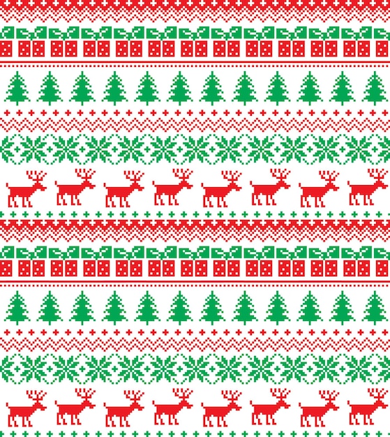 New Year's Christmas pattern pixel vector illustration