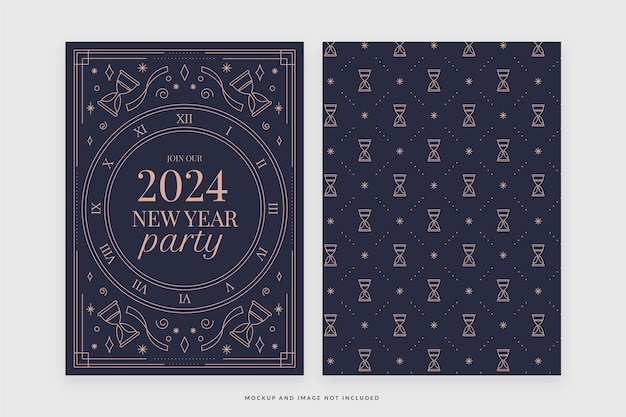 New year's eve event nye party with ornate deep blue theme flyer template in vector