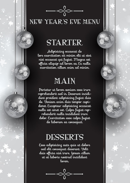 Vettore design del menu di capodanno