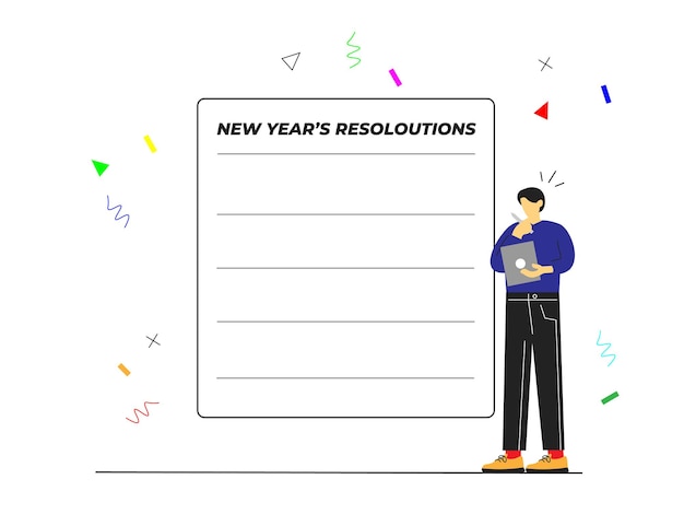 new year's resolutions flat concept illustration on white background