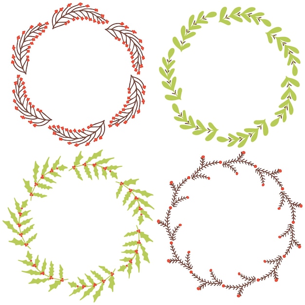 Vector new year's wreath frame of branches. decoration for christmas.