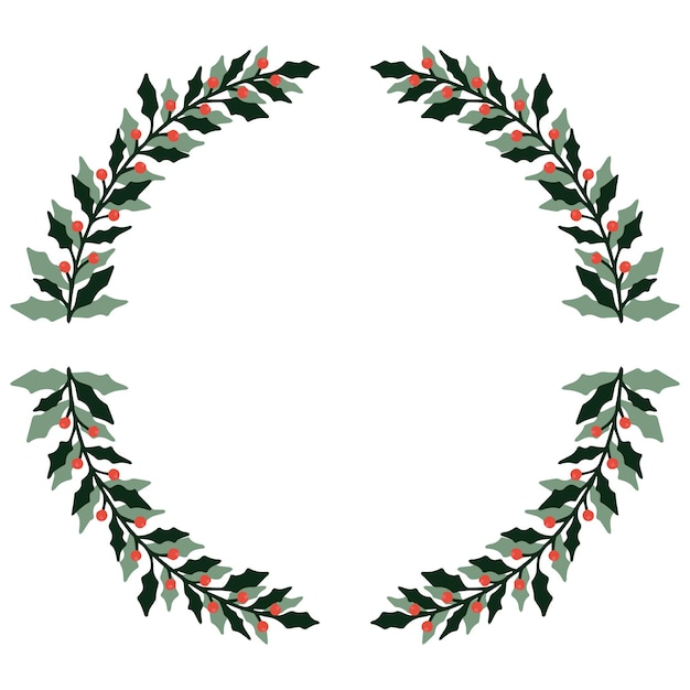 New Year's wreath frame of branches. Decoration for Christmas.