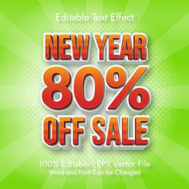 New Year Sale 3d editable text effect for New year promotion premium vector