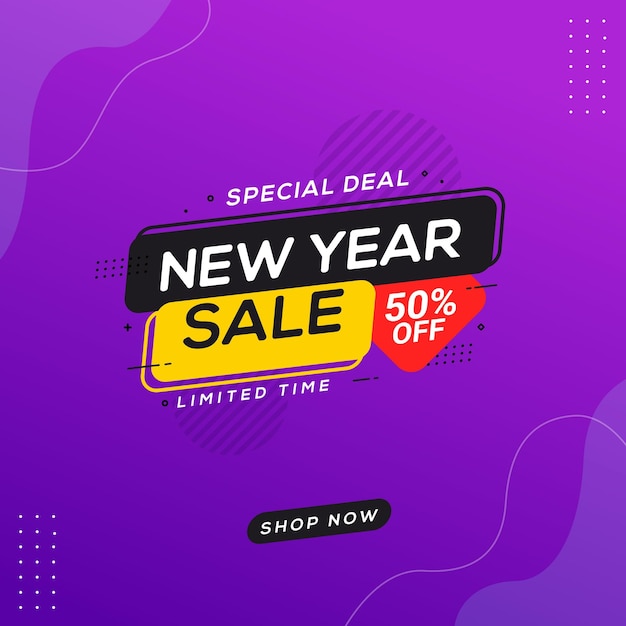 New year sale discount banner template promotion design for business