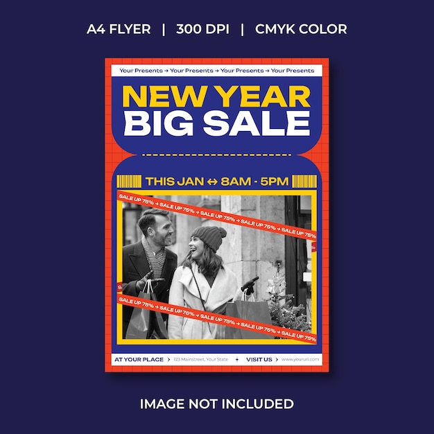 Vector new year sale flyer