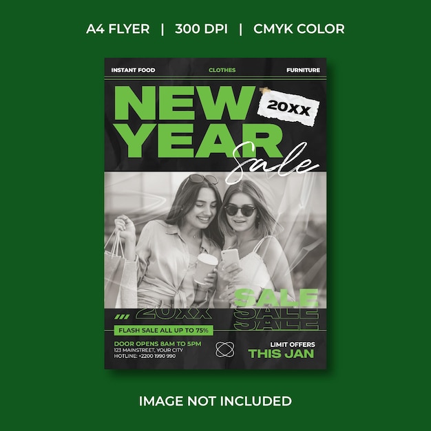 Vector new year sale flyer