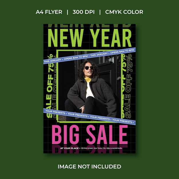 Vector new year sale flyer