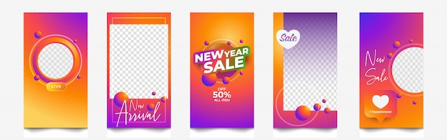 New year sale instagram stories and banner