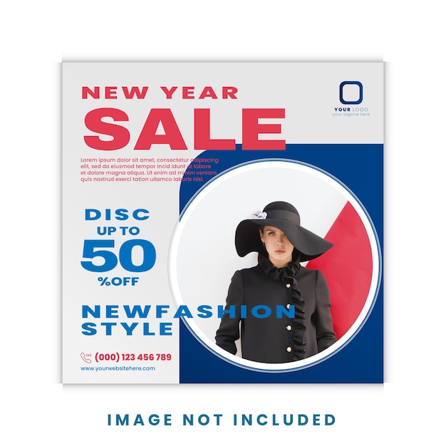 New Year Sale Super Sale Fashion Sosial Media Post Template