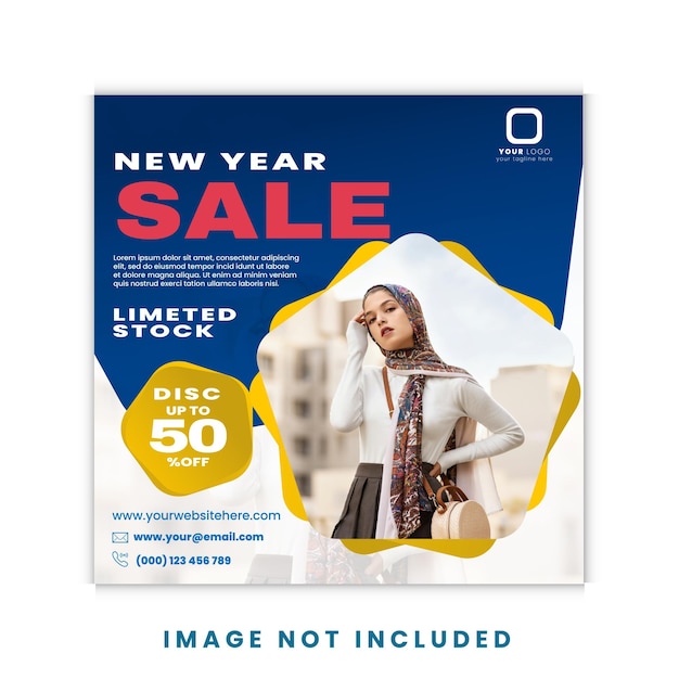 New Year Sale Super Sale Fashion Sosial Media Post Template