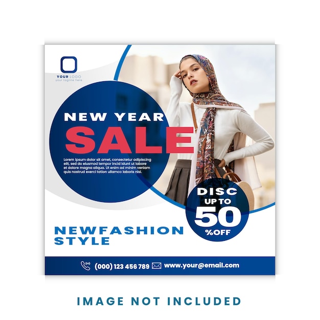 New year sale super sale fashion sosial media post template