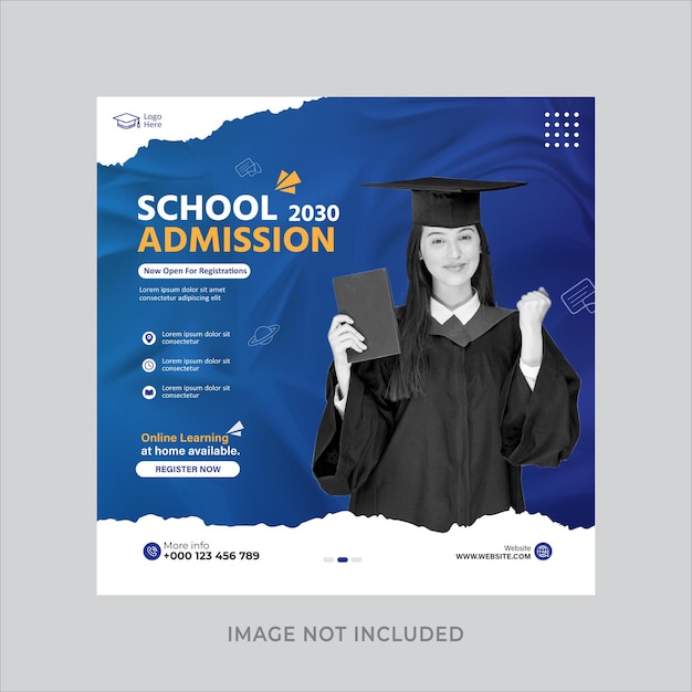 Vector new year school admission social media banner template premium vector