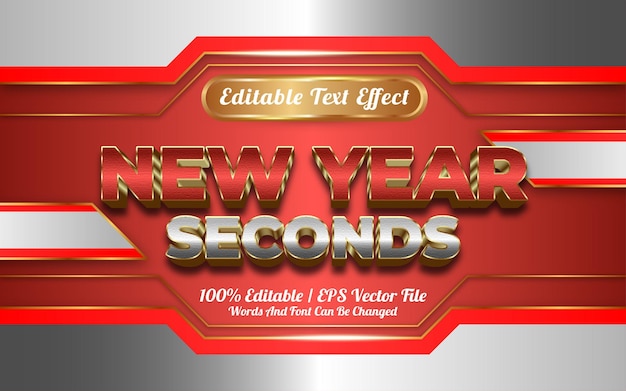 New year seconds text effect golden style