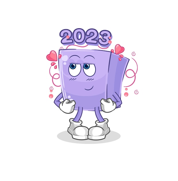 New year shy vector cartoon character