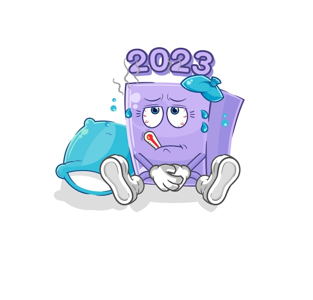 New year sick vector cartoon character