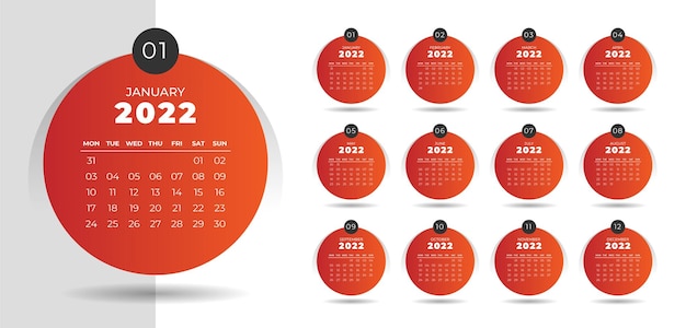 Vector new year simple calendar template