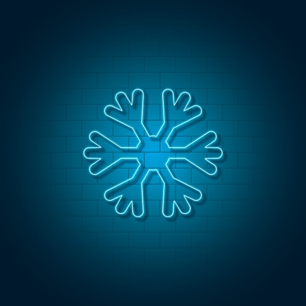 Vector new year snowflake neon sign.