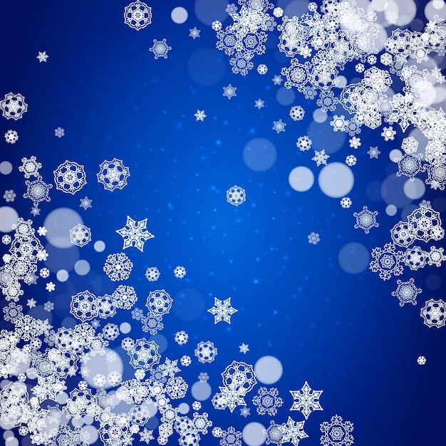 New Year snowflakes on blue background