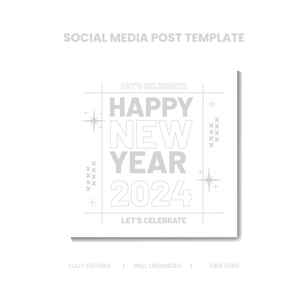 벡터 새해 소셜 미디어 포스트 템플릿