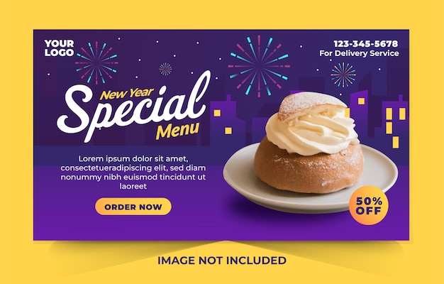New year special food menu template for banner