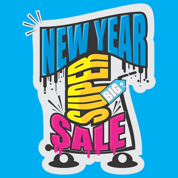 New Year Super Sale Template Vector Design