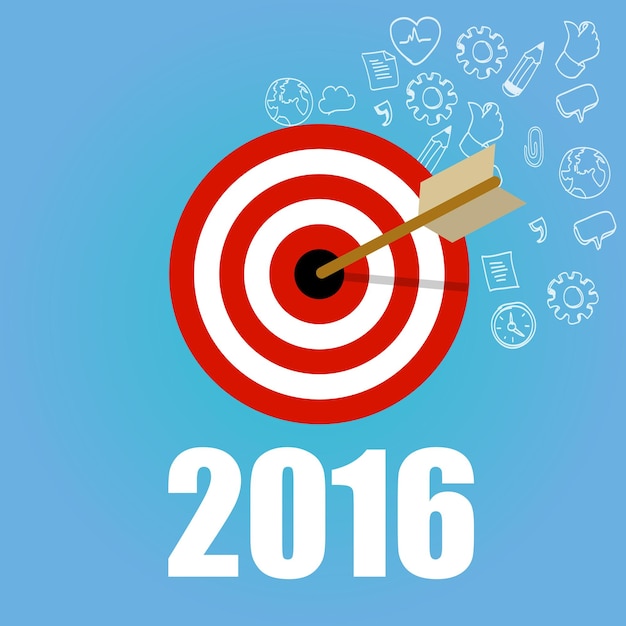 New year target resolution goals check mark pencil board flat vector graphic illustration concept