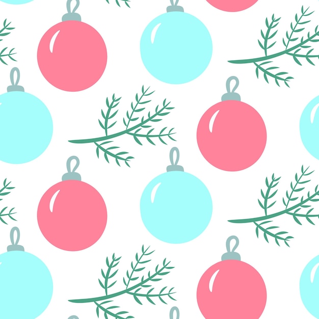 新年の木のおもちゃのシームレスなパターンベクトルフラットクリスマスリピートプリント冬のデザインを白で