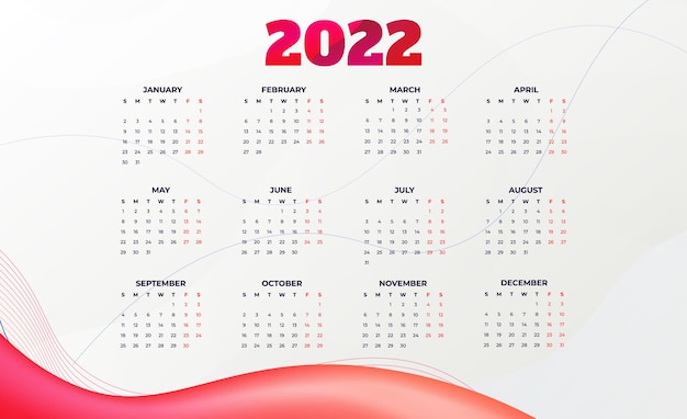 New year trendy 2022 calendar template