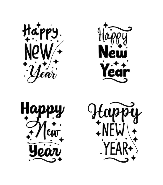 New year typography design set