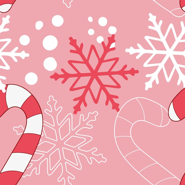 New year vector seamless pattern in pink and red colors.