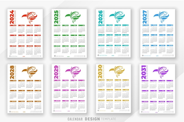 New year wall calendar and colorful abstract business template design