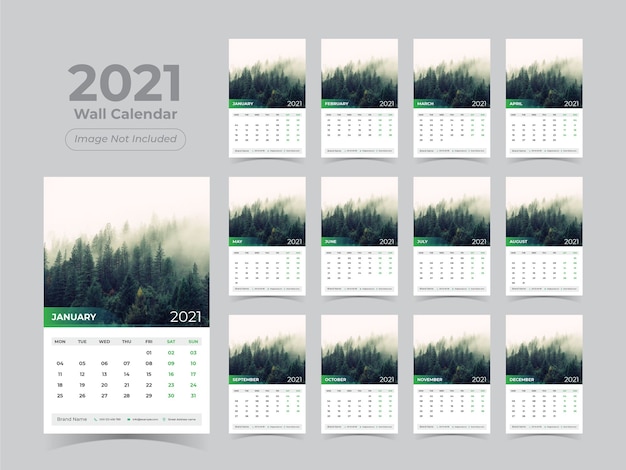 New year wall calendar