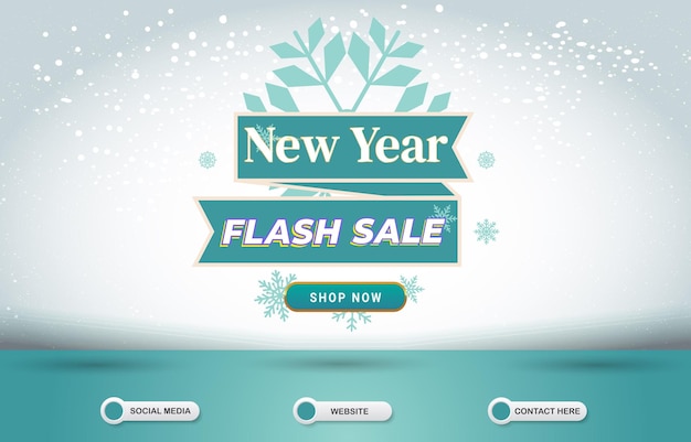 New year and winter flash sale social media post template banner with blank space for product with gradient white background