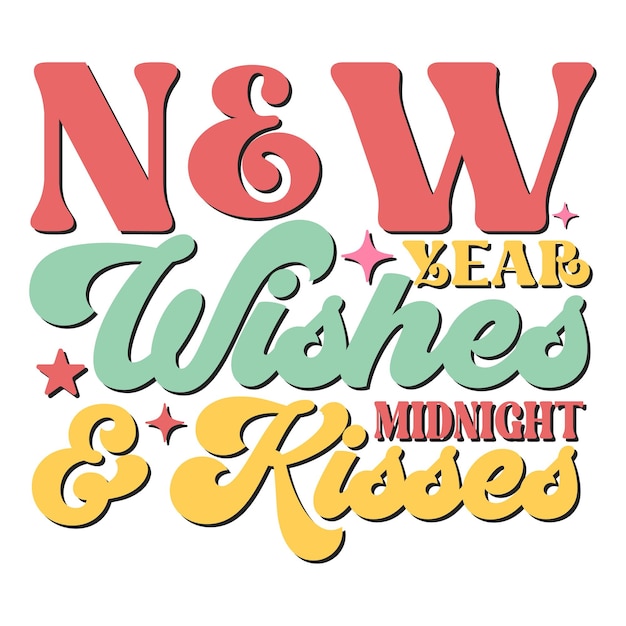 New year wishes midnight amp kisses SVG Design