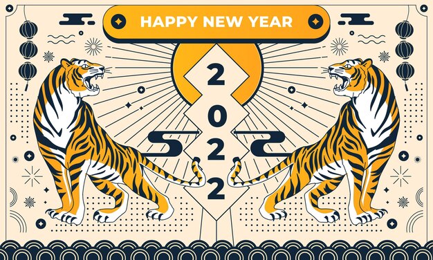 New years background for tiger year 2022