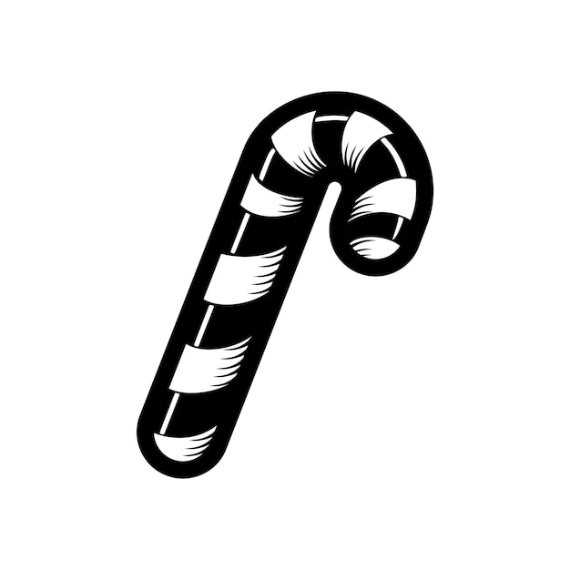 Новогодний тростниковый леденец полосатая сахарная карамельная палочка изолированное черное изображение на белом фоне