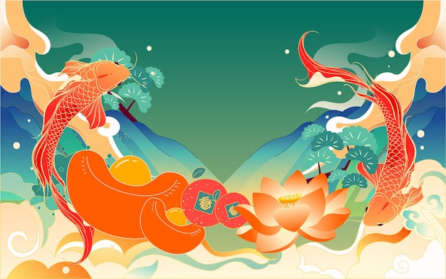 Vector new years eve countdown national tide illustration spring festival new year calendar poster