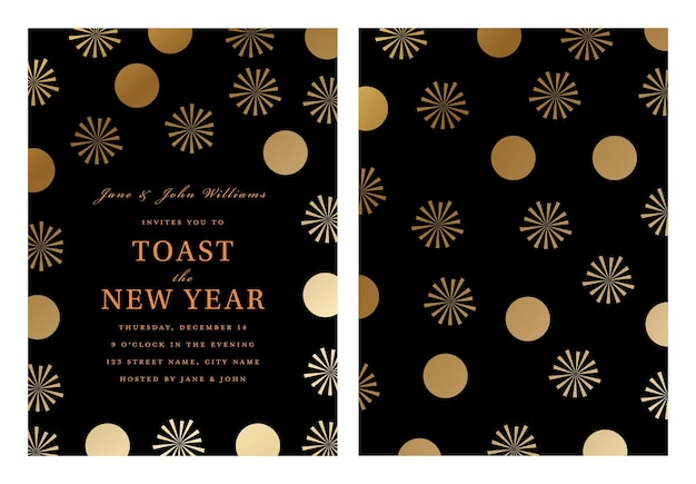 Vector new years eve party invitation with fireworks illustration in vector