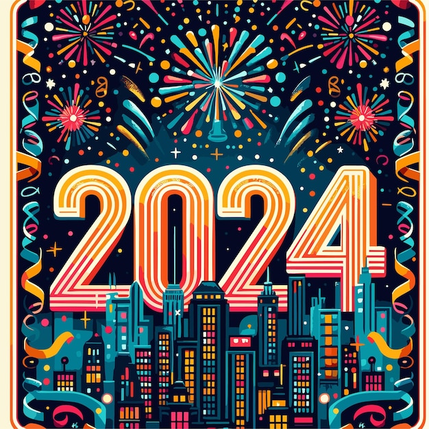 New years eve poster vector illustration 2024