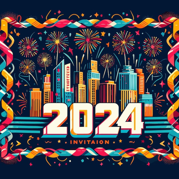 새해 전날 포스터  ⁇ 터 일러스트레이션 2024