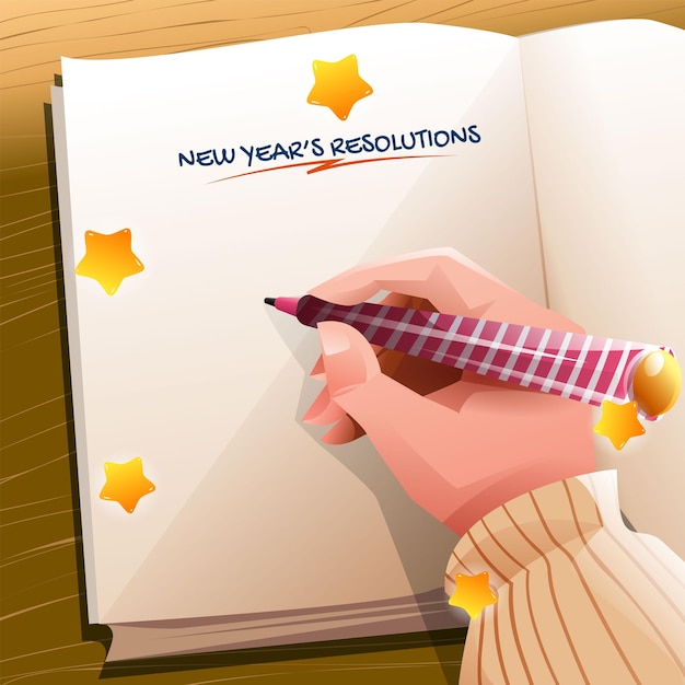 New Years Resolutions Note Background Cartoon