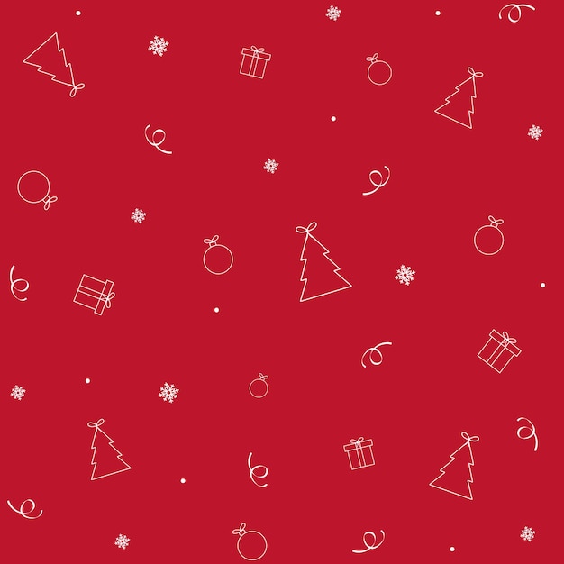 New years seamless pattern golden elements on red background