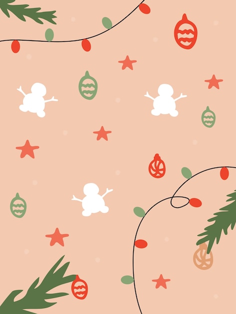 Vector new years seamless pattern handdrawn snowman garland stars new years toys