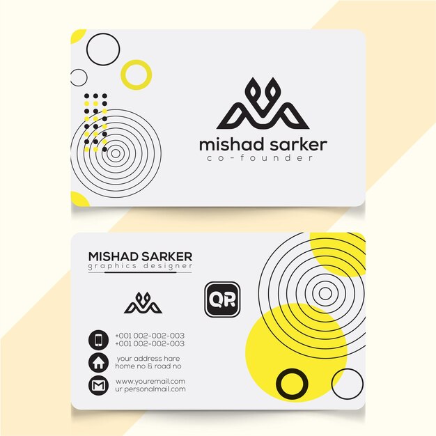 Vector new yellow business card design  template