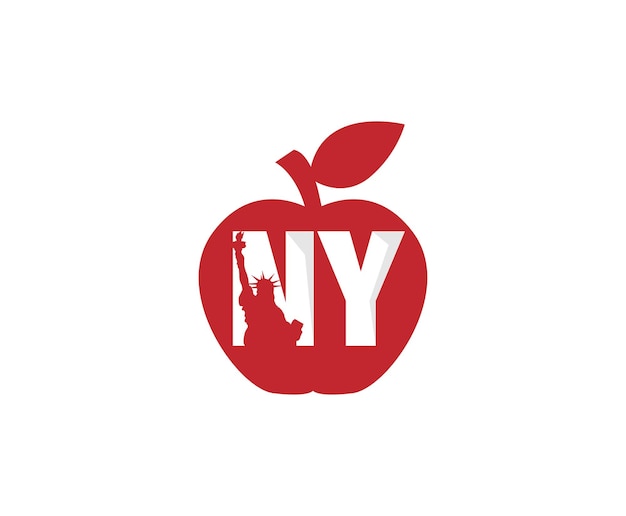 Vettore modello di progettazione del logo apple di new york