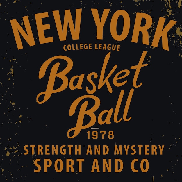 Vector new york basketbal typografisch met grunge textuur.